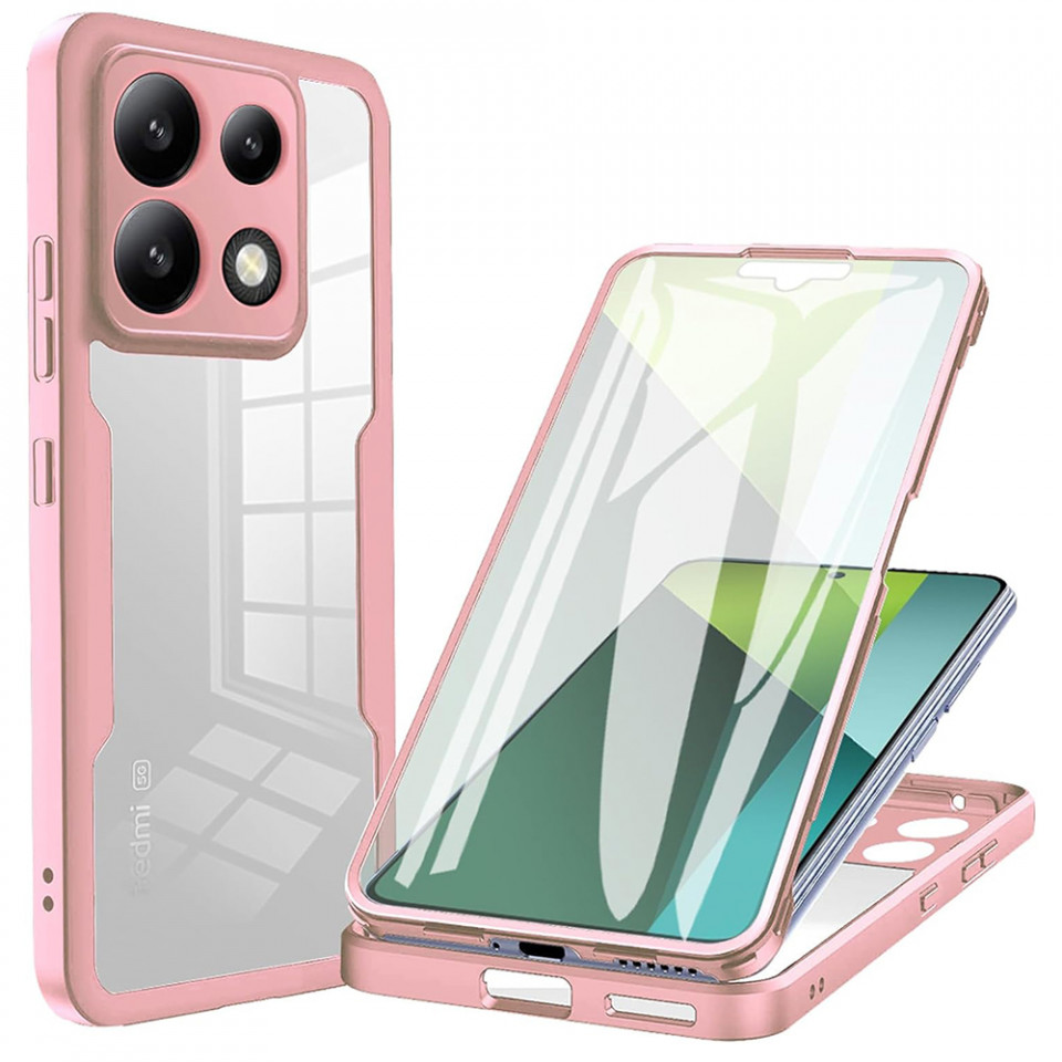 [Pachet 360°] Husa + Folie pentru Xiaomi Redmi Note 13 Pro 5G / Poco X6, SKDR ColorShield 360° - Roz