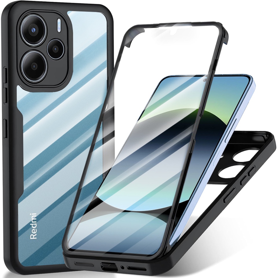 [Pachet 360°] Husa + Folie pentru Xiaomi Redmi Note 14 4G, ColorShield 360° cu sticker - Negru