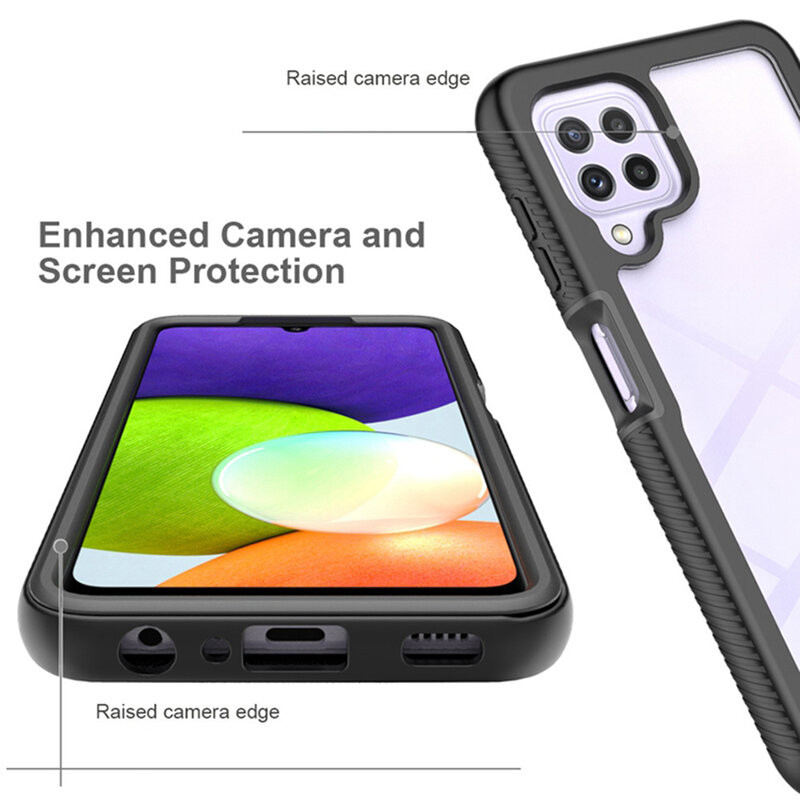 [Pachet 360°] Husa + Folie Samsung Galaxy A22, Techsuit Defense - Negru - 1 | YEO