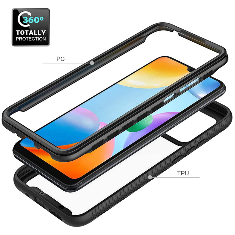 [Pachet 360°] Husa + Folie Xiaomi Redmi 10C, Techsuit Defense - Negru - 1 | YEO
