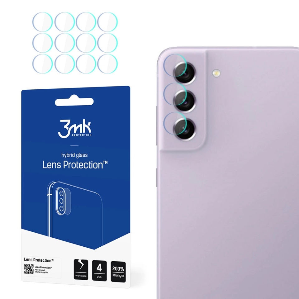 [Pachet 4x] Folie camera pentru Samsung Galaxy S21 FE 5G, 3mk Lens Protection, Transparenta