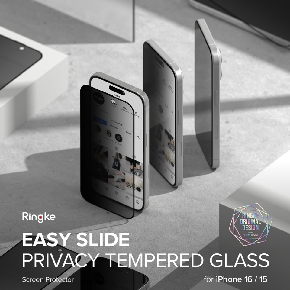 [Pachet x2] Folie sticla iPhone 16 Pro, Claritate si Protectie Maxima, Strat Oleofobic Anti-Amprenta, Ringke Easy Slide - Transparenta - 2 | YEO