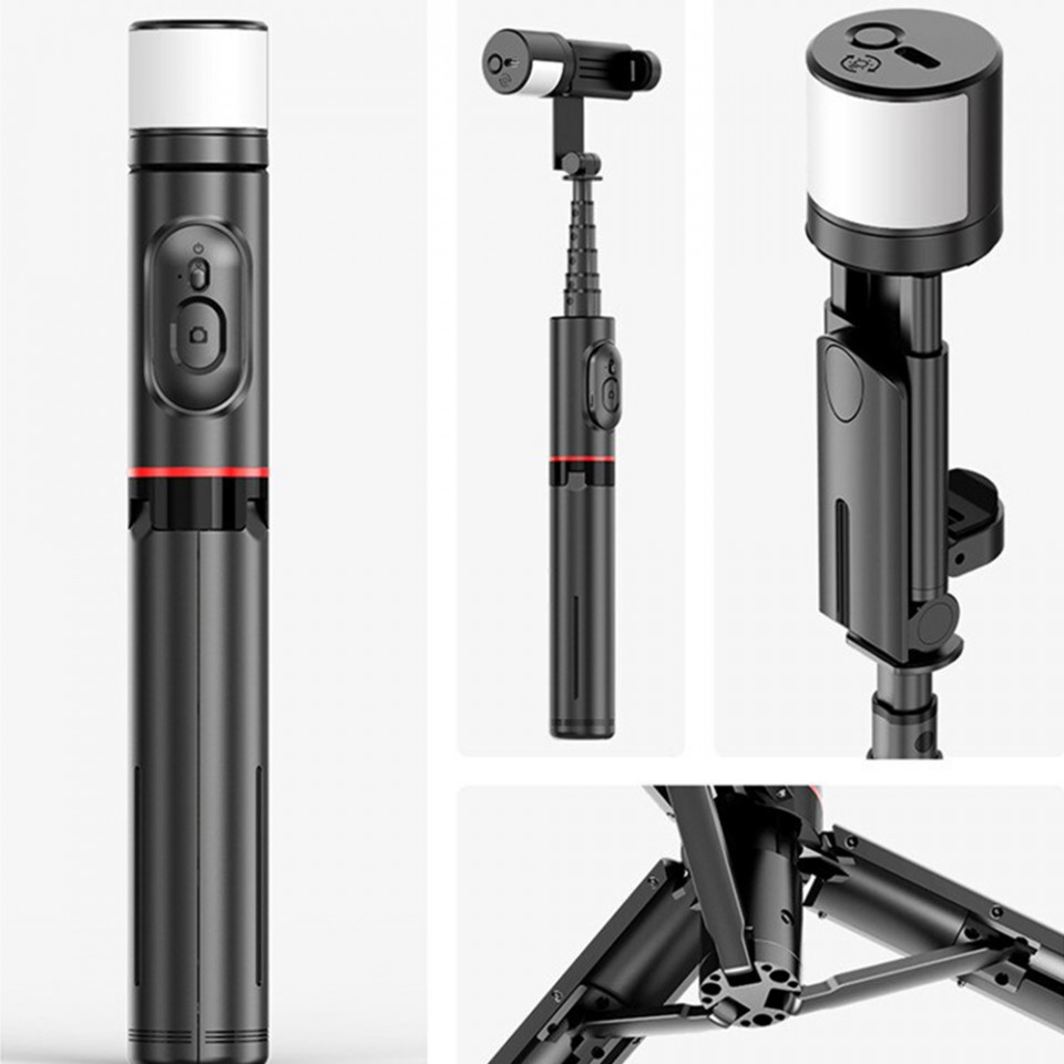 Selfie stick tip trepied cu telecomanda Bluetooth, Techsuit Q12S - Negru - 2 | YEO