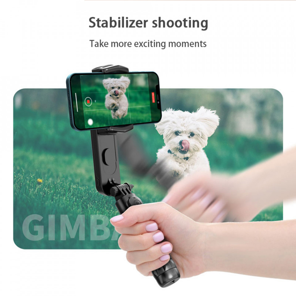 Selfie stick tip trepied, LED, telecomanda Bluetooth, Techsuit Q09 - Negru - 3 | YEO