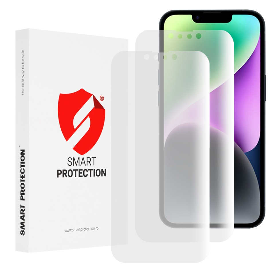 [SET 2x] Folie de protectie iPhone 14, Premium Classic, Smart Protection, Transparent