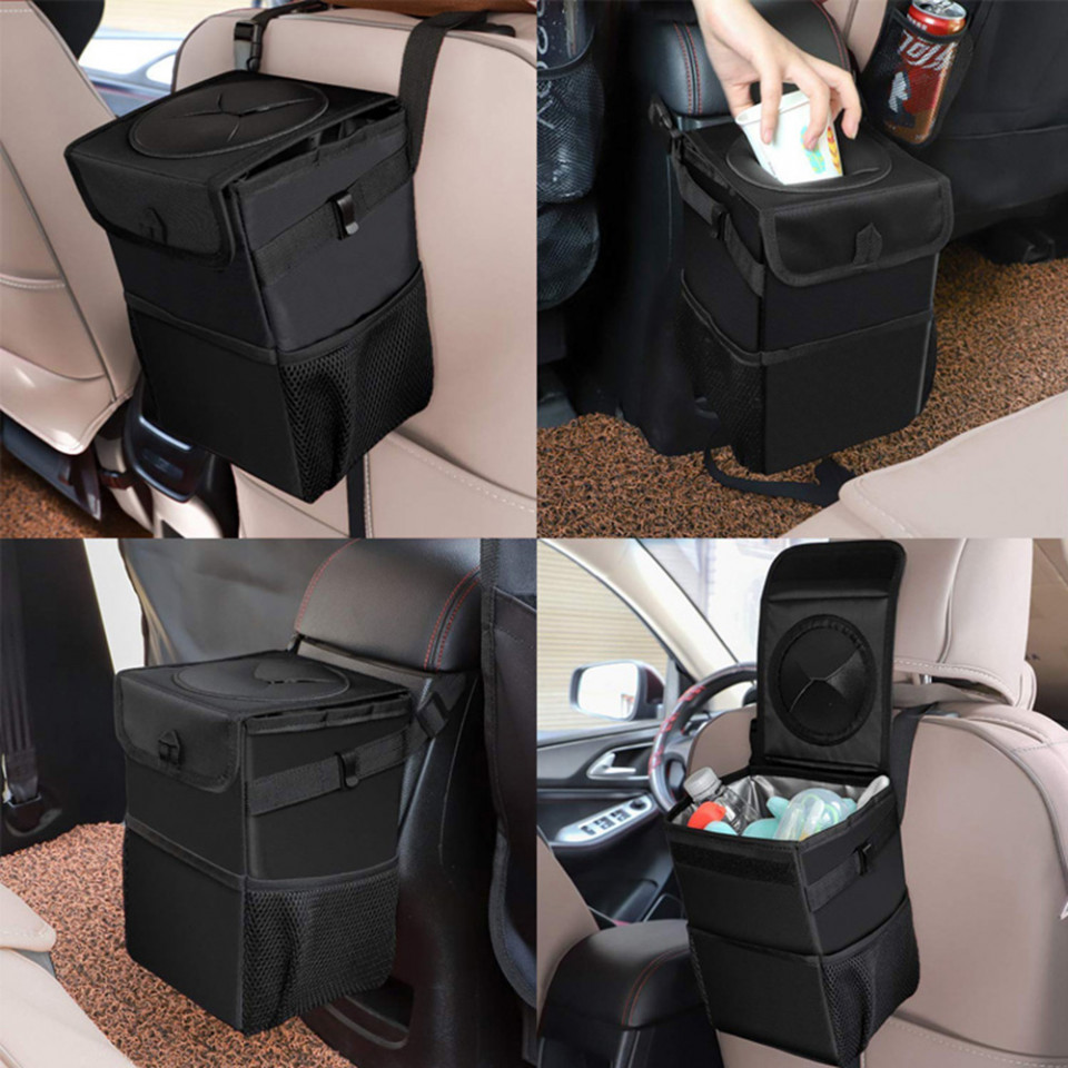 Spatiu depozitare gunoi, Uiversal, Pliabil, Rezistent la Apa, Premium, Techsuit Auto - Negru - 3 | YEO