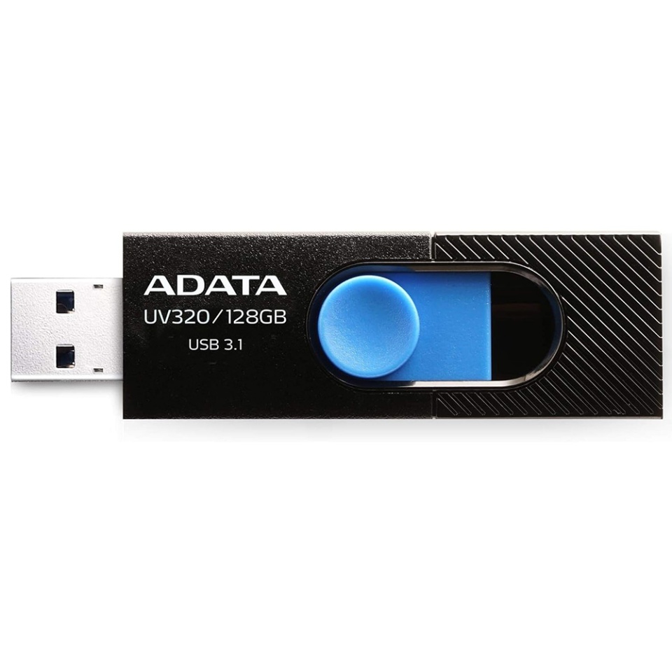 Stick USB ADATA UV320, 128GB, USB 3.1, Design Glisant, Negru/Albastru