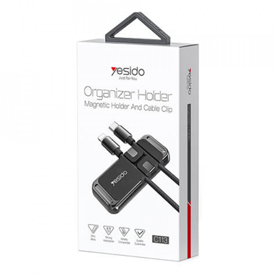 Suport Auto cu Prindere Magnetica, organizator Cabluri si alte functii, Yesido C113 - Negru - 3 | YEO