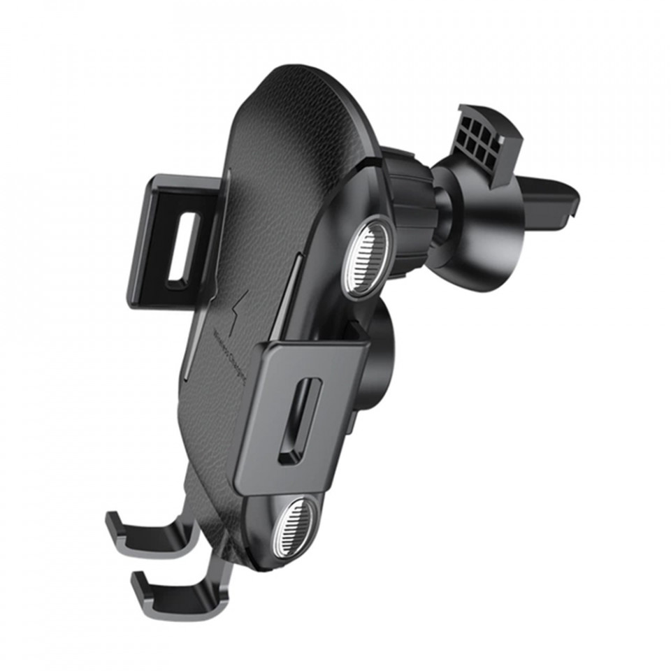 Suport auto premium cu incarcare wireless 10W, prindere bord / grila ventilatie / geam, Techsuit (CAPD032) - Negru