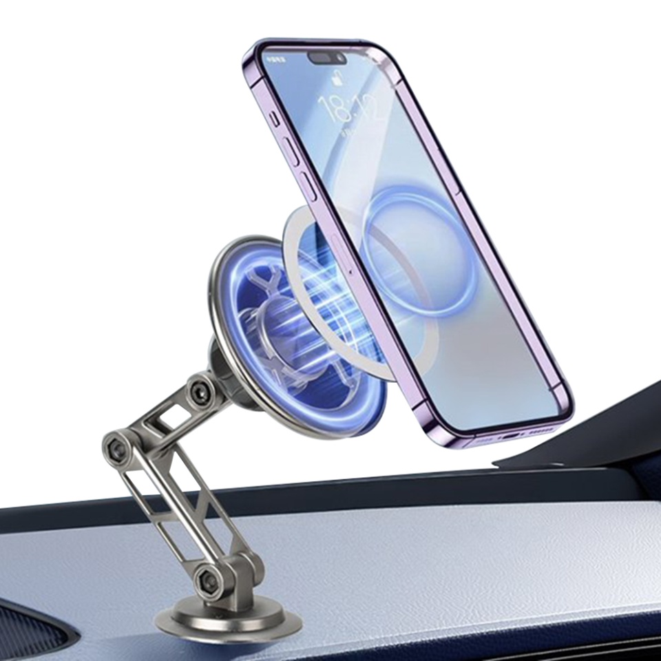 Suport Auto Ventuza si MagSafe , Rotatie 360°, Compatibilitate Universala, SKDR TitanMagX (S14), Gri, set cu sticker - 2 | YEO