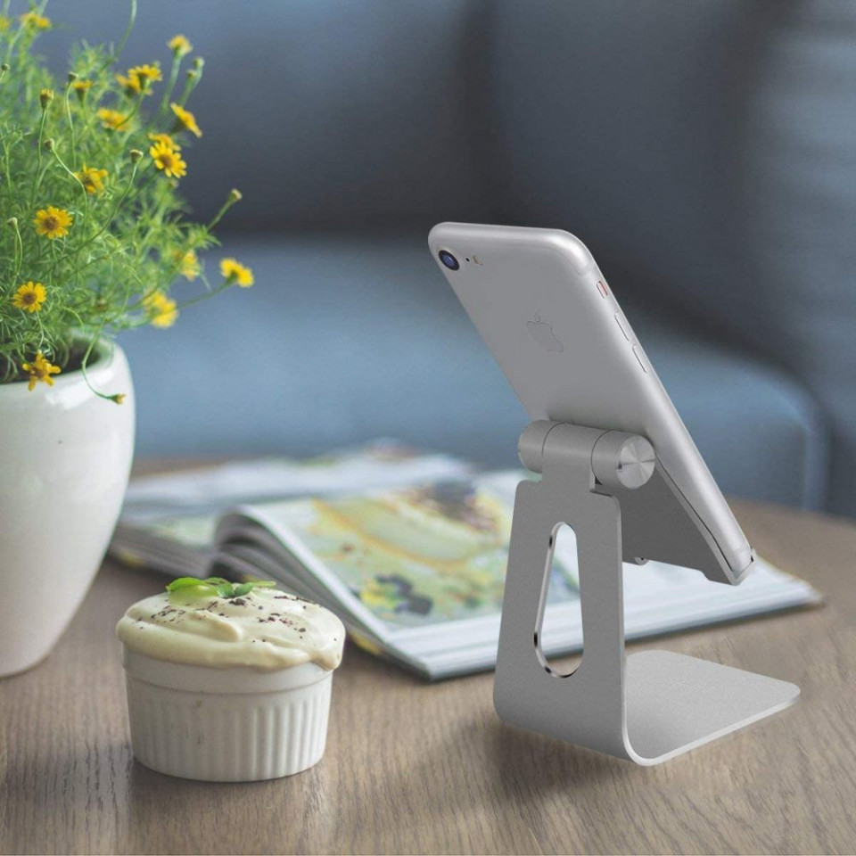 Suport Birou din Aluminiu Pliabil, pentru Telefon si Tableta, Techsuit (Z4a), Argintiu - 1 | YEO