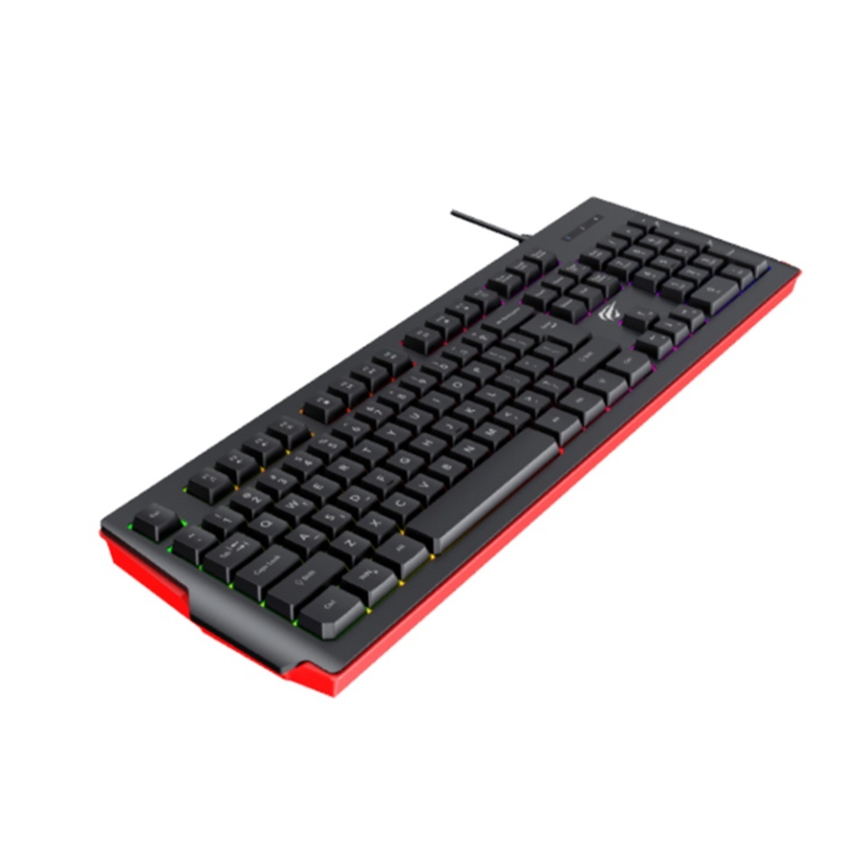 Tastatura Gaming RGB, Layout EN, Cablu 1.4m, 300mA, Havit KB866L, Negru/ Rosu - 1 | YEO