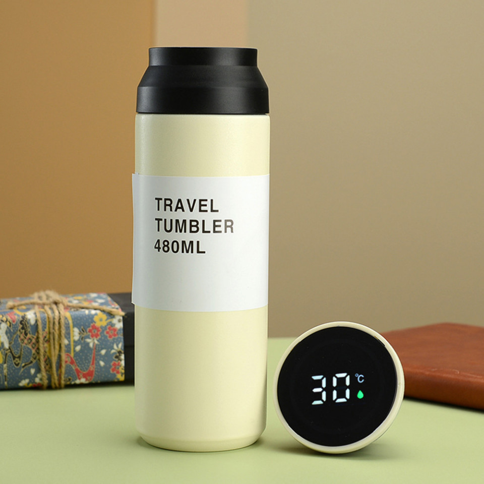 Thermos din Otel Inoxidabil, afisaj temperatura digital, 480ml, Techsuit - Cyan - 2 | YEO