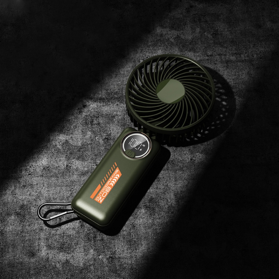 Ventilator Portabil cu Display LED Z8, 3 Viteze, USB-C 2A, 3600mAh, Compact si Usor, Verde - 3 | YEO