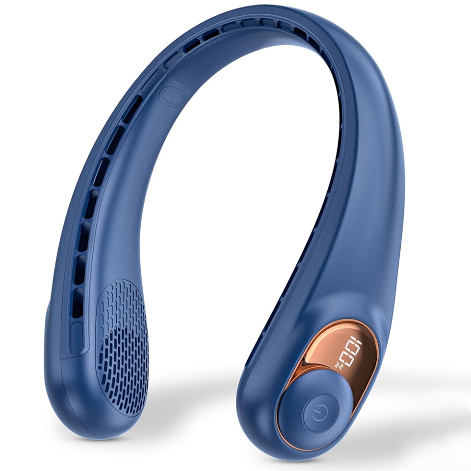 Ventilator Portabil de Gat S9, Display Digital, 3 Viteze, 5200mAh, 5800RPM, Hands-Free si Reincarcabil, Albastru - 1 | YEO