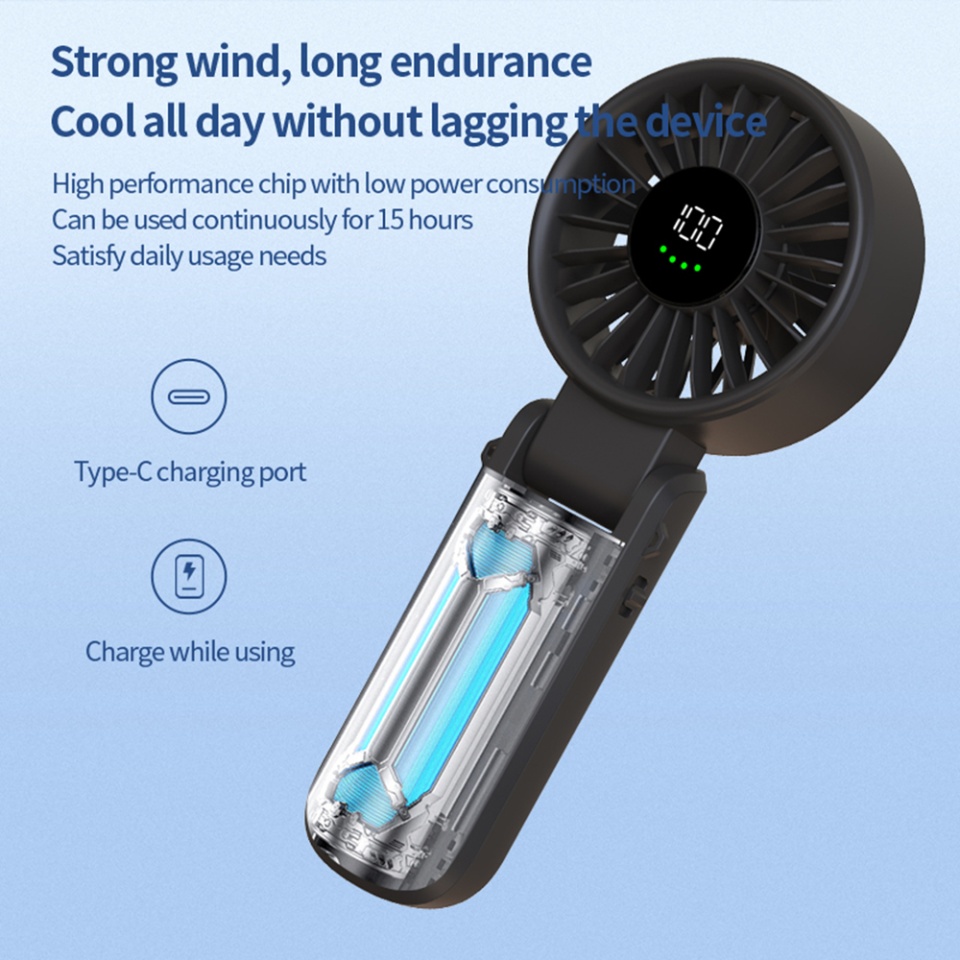 Ventilator Portabil de Mana A10, 100 Viteze, 5400RPM, Display LED, USB-C, Compact si Puternic, Alb - 3 | YEO