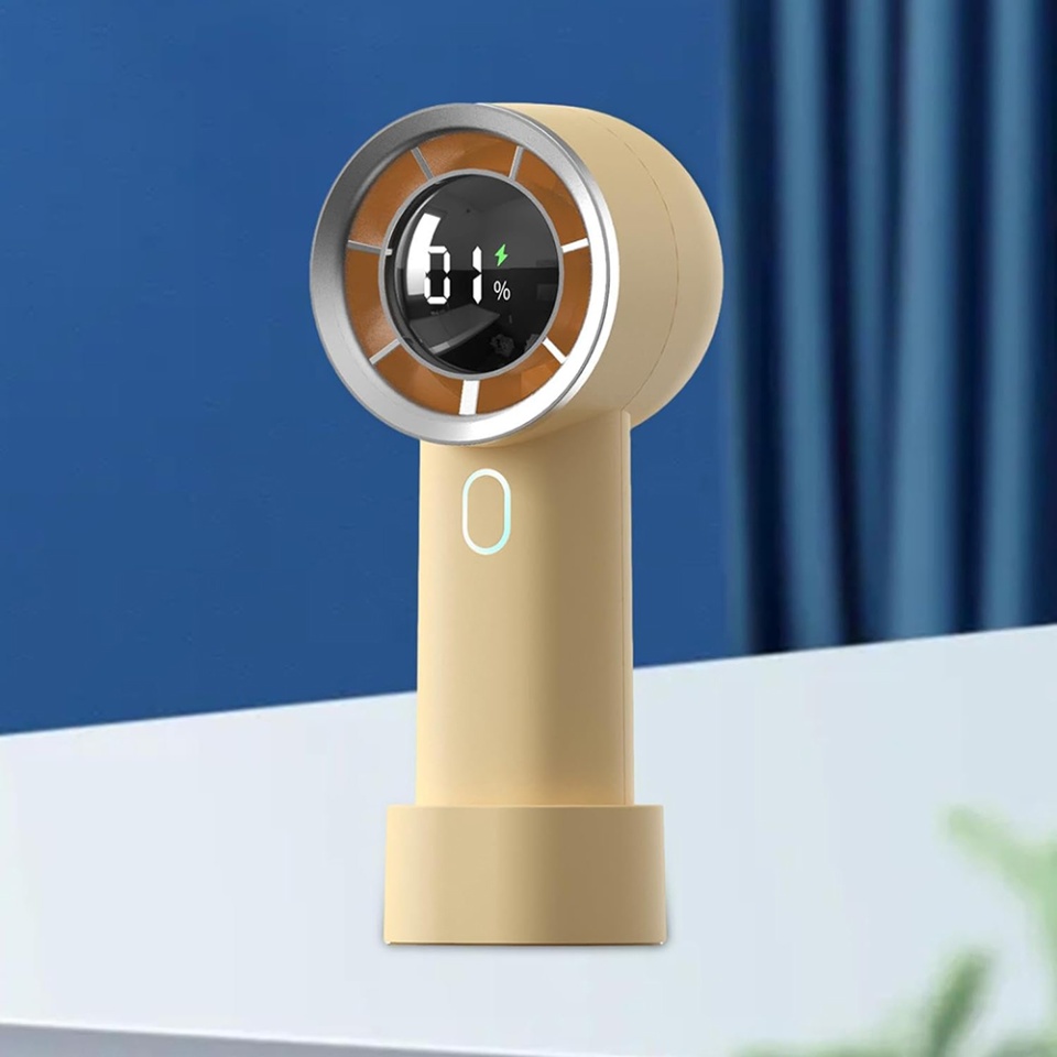 Ventilator Portabil, HX130, USB-C, Compact si Usor, set cu sticker, Galben - 1 | YEO