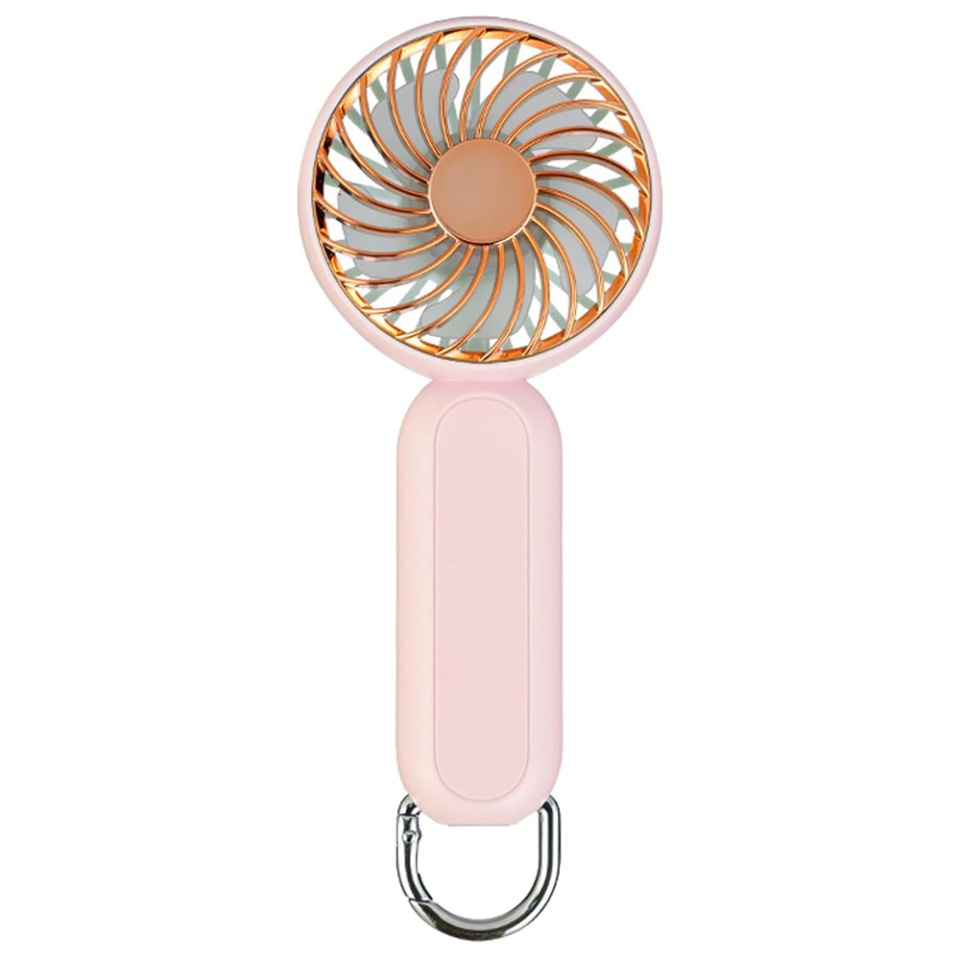 Ventilator Portabil Mini, 3 Viteze, de Birou, de Mana, USB, 1200mAh, SKDR LittleWonder - Roz Auriu