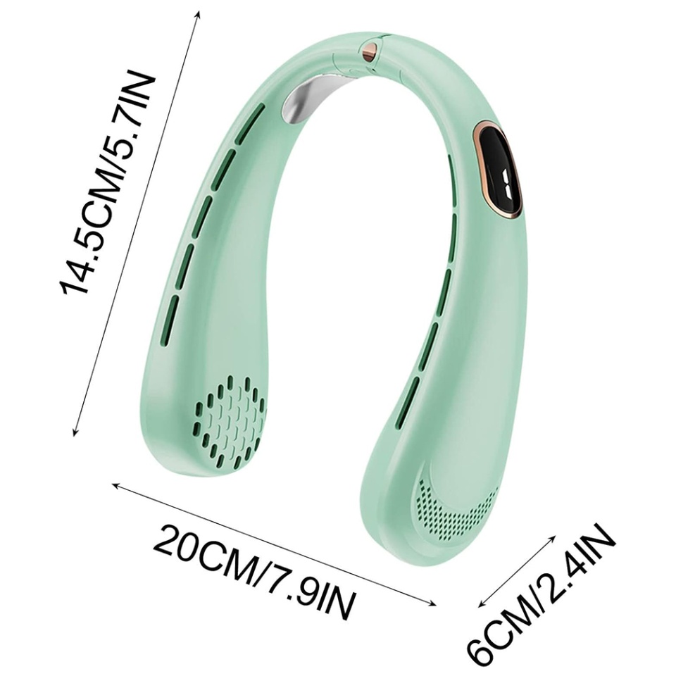 Ventilator Portabil pentru Gat, Ajustabil, 5 Trepte Viteza, Display Digital, USB, SKDR NeckBreeze - Verde - 1 | YEO