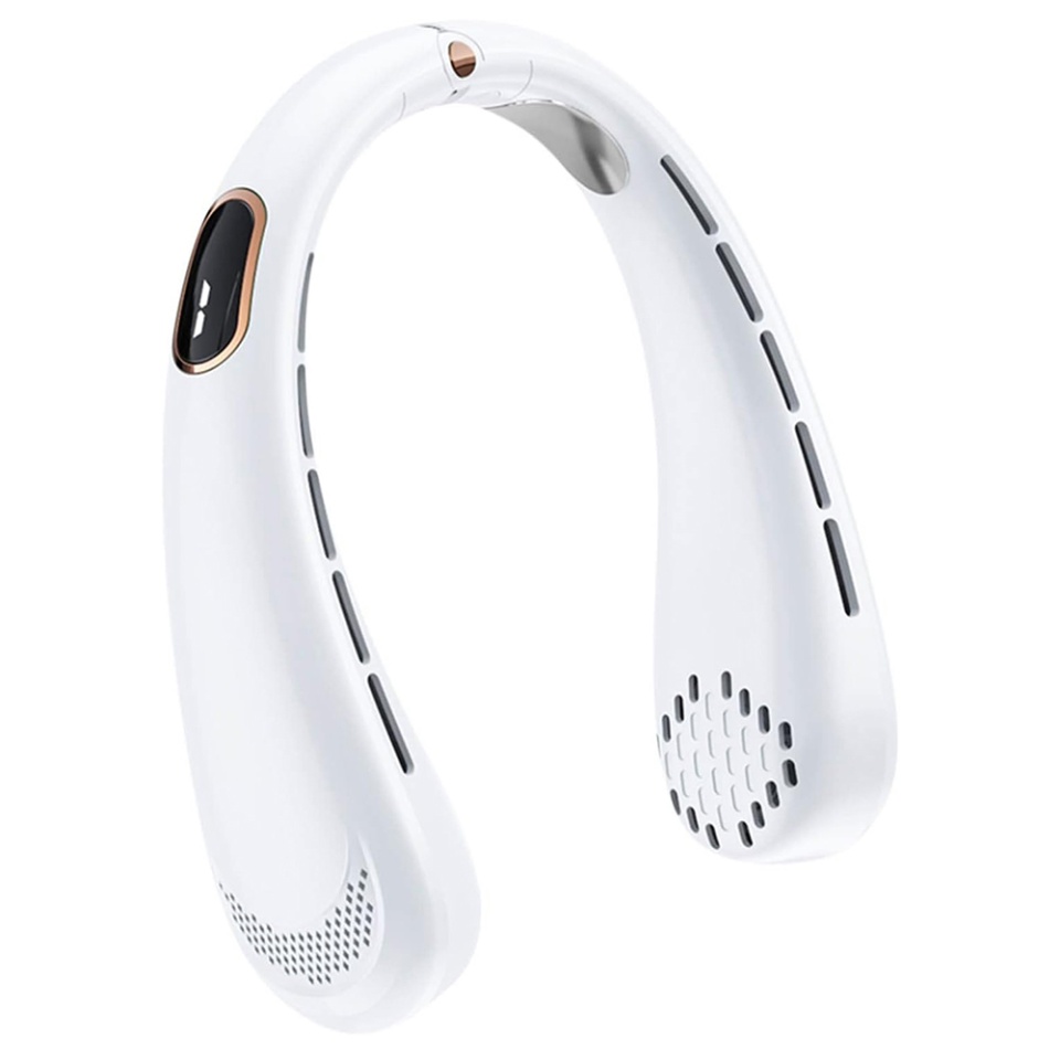 Ventilator Portabil pentru Gat, Ajustabil, 5 Trepte Viteza, Display Digital, USB, SKDR NeckBreeze - Alb
