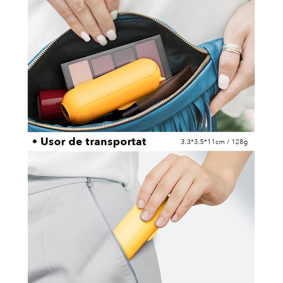 Ventilator Ultra Portabil 3 in 1, De Mână, De Birou, De Gât, 3 Trepte Viteza, Pliabil cu baterie Portabila 2000mAh, Autonomie 20h, SKDR AirMini - Portocaliu - 1 | YEO