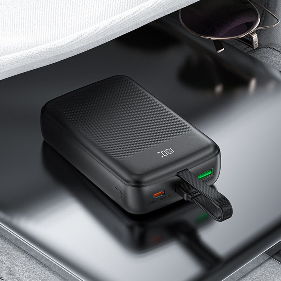 Baterie Externa 20000mAh, Cablu Integrat, USB + Type-C, PD22.5W, Display LED, Acefast M14, Negru - 2 | YEO