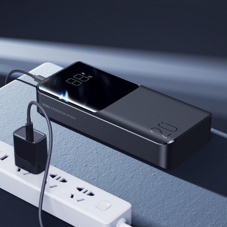 Baterie externa 2x USB, 1x Type-C, 1x Micro USB, display digital, 15W, 20.000mAh, JoyRoom (JR-T014) - Negru - 1 | YEO
