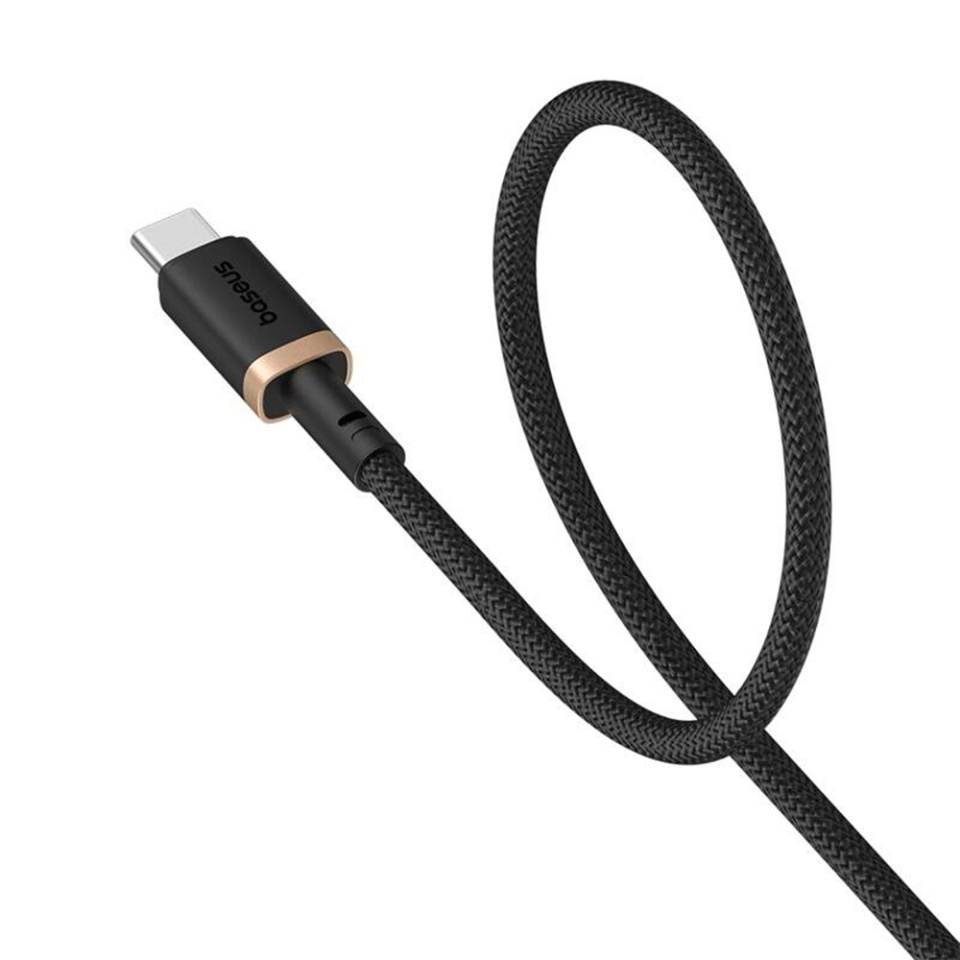 Cablu de data USB la Type-C, PD 60W, 2.4A, Fast Charge, 480Mbps, 2m, Naylon Rezistent, Baseus Dura Series, Auriu Negru - 2 | YEO