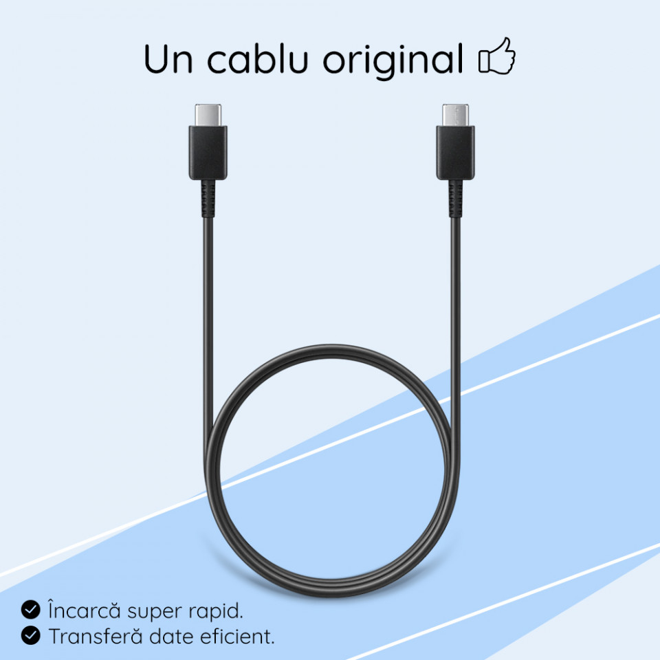 Cablu de Date USB-C la Type-C Fast Charging 3A, 1m - Samsung (EP-DA705BWE) - White (Bulk Packing) - 3 | YEO