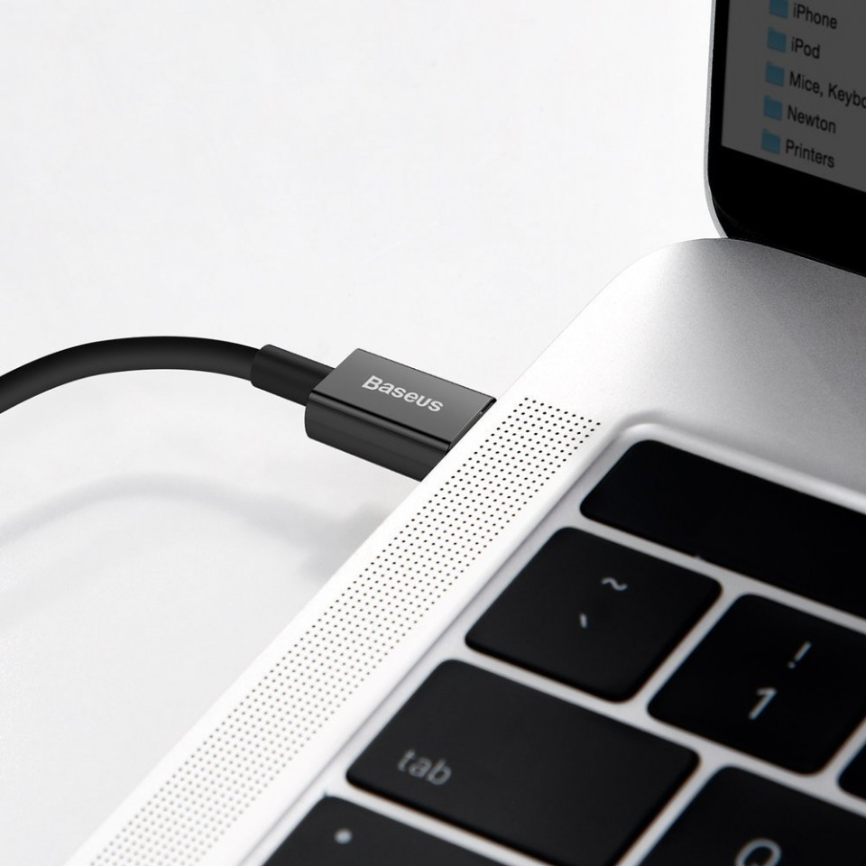 Cablu de date USB la Lightning, 20W, 1m, Baseus Superior Series (CATLYS-A01) - Negru - 3 | YEO