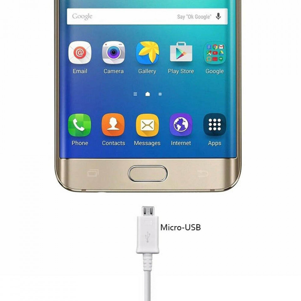 Cablu de Date USB to Micro-USB, 2A, 1.5m - Samsung (ECB-DU4EWE) - White (Bulk Packing) - 1 | YEO
