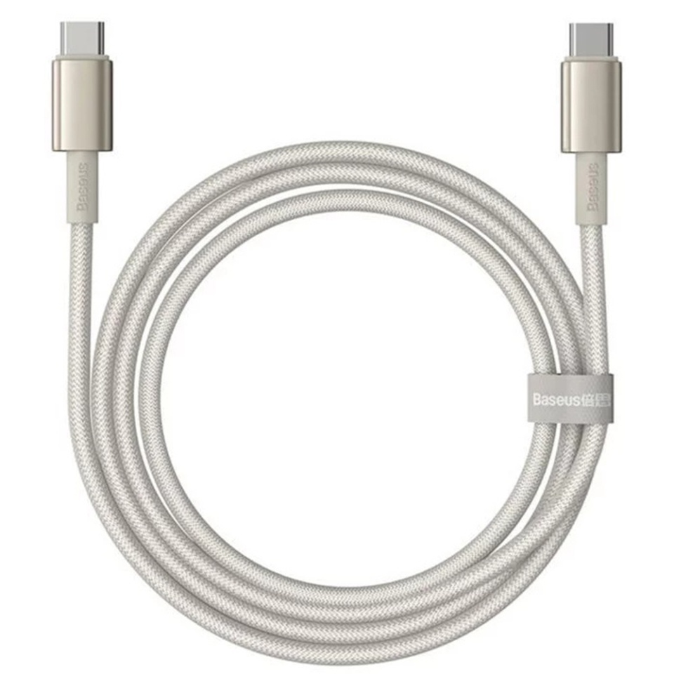 Cablue de Date Type-C la Type-C 100W, Super Fast Charging, 1m, 480Mbps, Baseus Tungsten Gold, Auriu - 1 | YEO