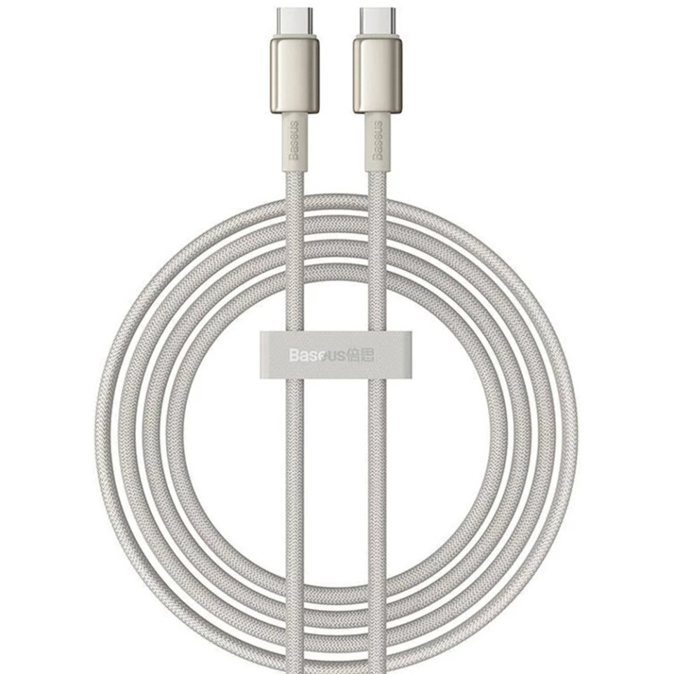 Cablue de Date Type-C la Type-C 100W, Super Fast Charging, 2m, 480Mbps, Baseus Tungsten Gold, Auriu