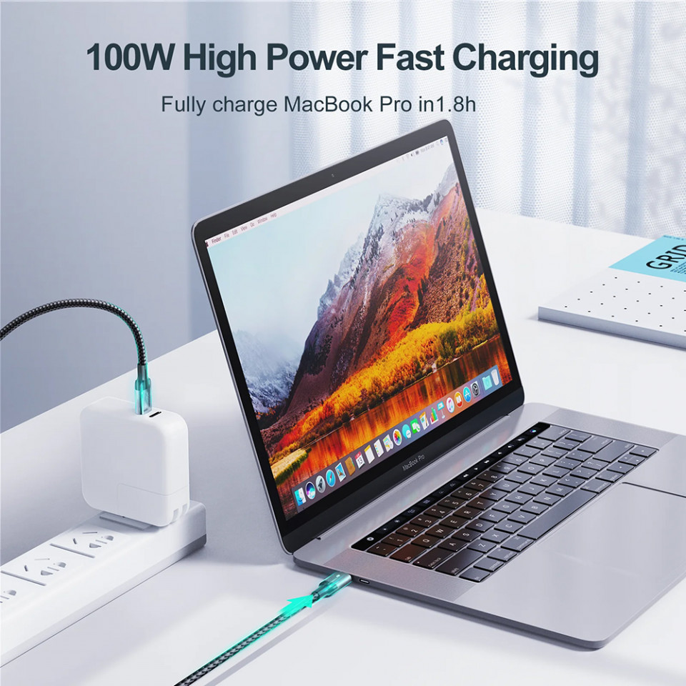 Cablue de date Type-C la Type-C, Fast Charge 100w, 480Mbs, 1.2m, JoyRoom - Alb - 3 | YEO