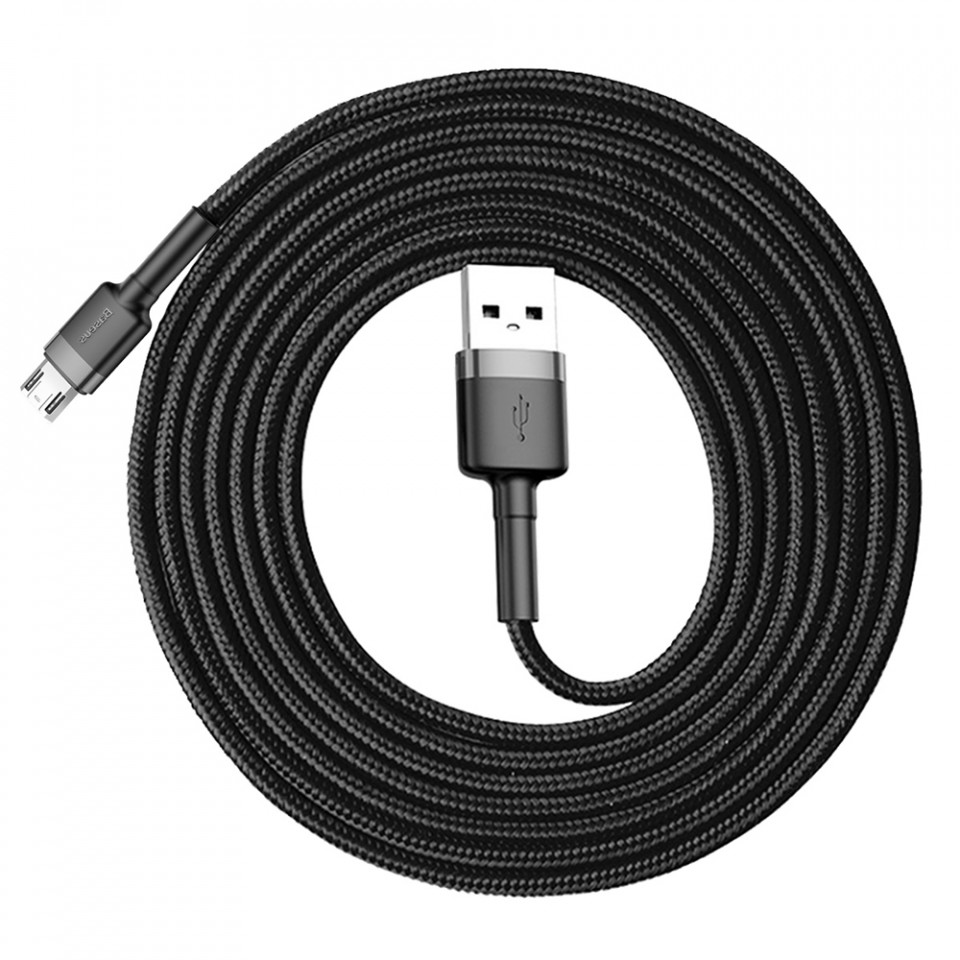 Cablue de date USB la Micro-USB, 1.5A, 2m, Cafule Baseus (CAMKLF-CG1) - Gri Negru - 3 | YEO