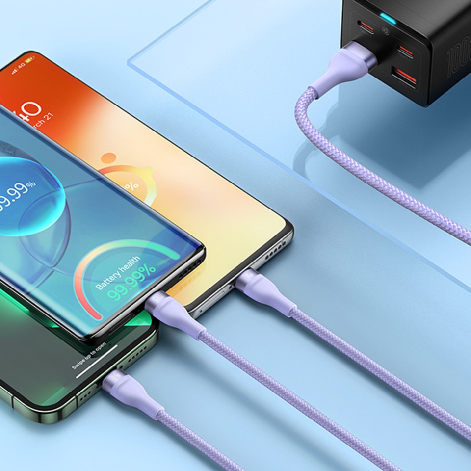 Cablue de Incarcare / Date 3in1 USB la Type-C, Lightning, Micro-USB, 66W, 1.2m, Baseus, Flash Series 2, Mov - 3 | YEO