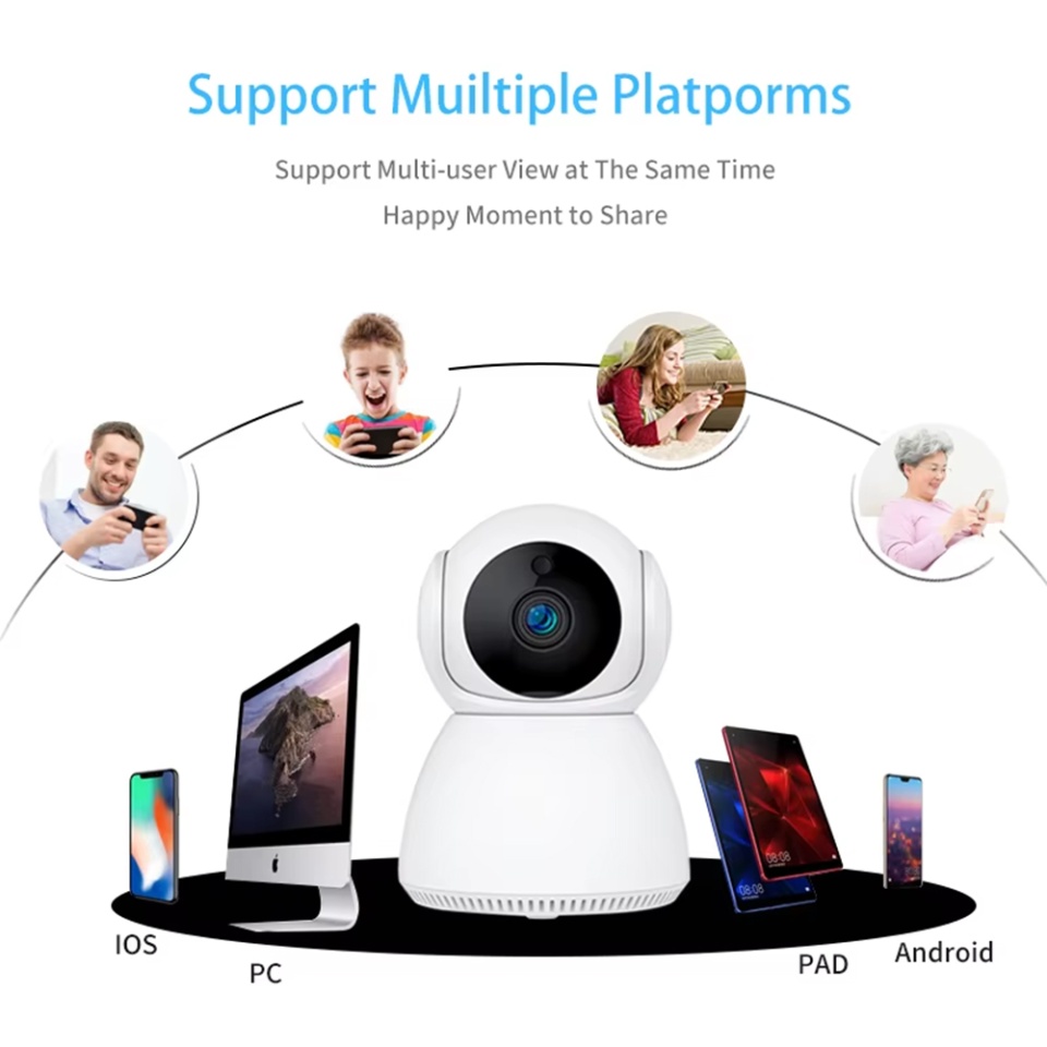 Camera de Supraveghere Wi-Fi, 3MP, Night Vision, Auto-Tracking, Two-way Audio, TF Card, V380 PRO App SKDR WatchTower (Q7) - Alb - 1 | YEO