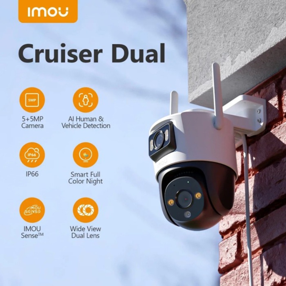Camera Video WiFi Outdoor, 10MP, Two-way Talk, Detectare miscare, Night Vision, IP66, Imou Cruiser Dual, Alb - 3 | YEO