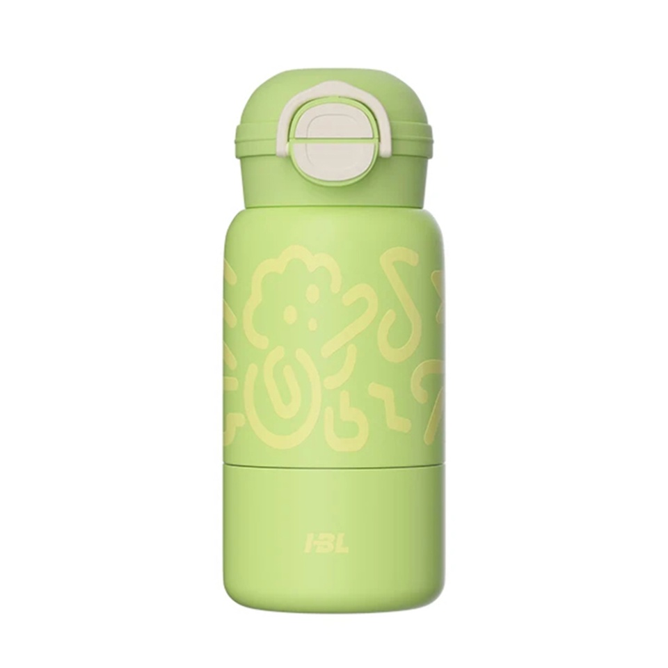 Cana termos pentru Copii, Rezistent la rugina si la scurgeri, Reutilizabil, Bauturi calde si reci, ceai sau cafea, smoothie si multe altele, Otel inoxidabil, 520ml, THM8 - Verde