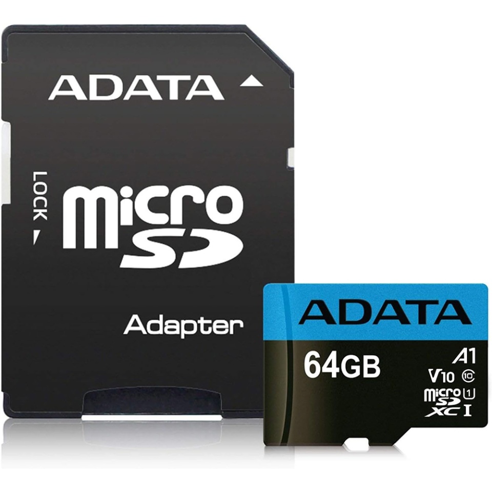 Card de Memorie MicroSDXC, Adapter, Class 10, UHS-I V10, 64GB, Read 100MB/s, Write 25MB/s, Adata, Negru