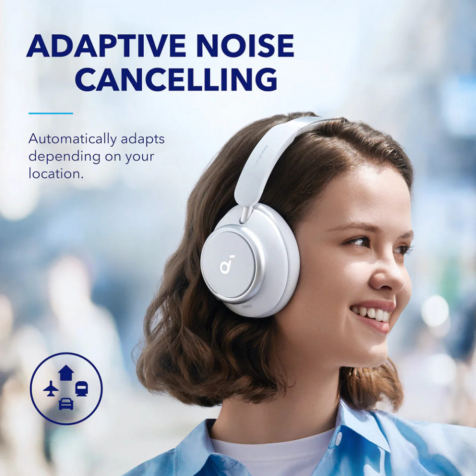 Casti On-Ear Bluetooth 5.3, Noise Cancelling, USB-C - Anker Space Q45 (A3040G21) - White - 3 | YEO