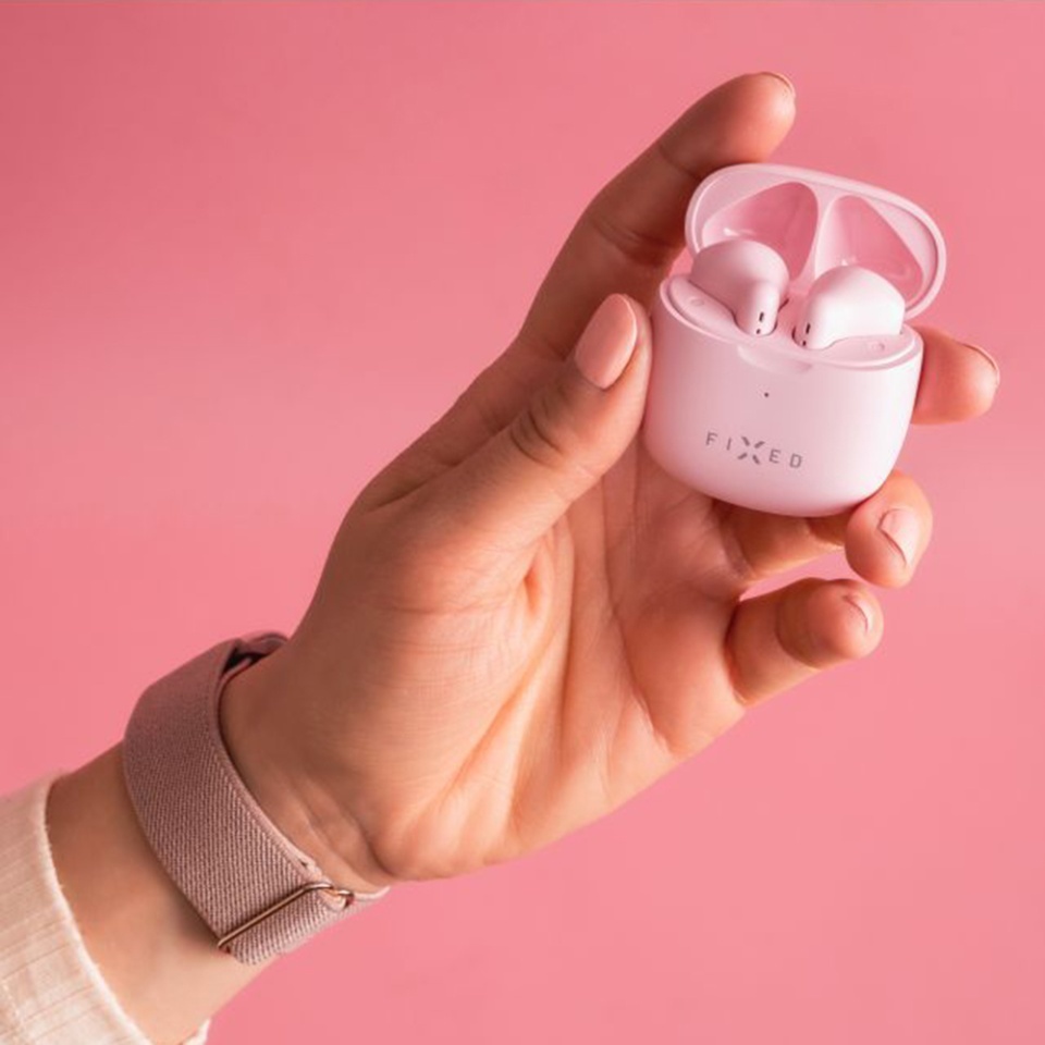 Casti Wireless Bluetooth 5.3 True Wireless FIXED Puds Touch Control Microfon, Roz - 6