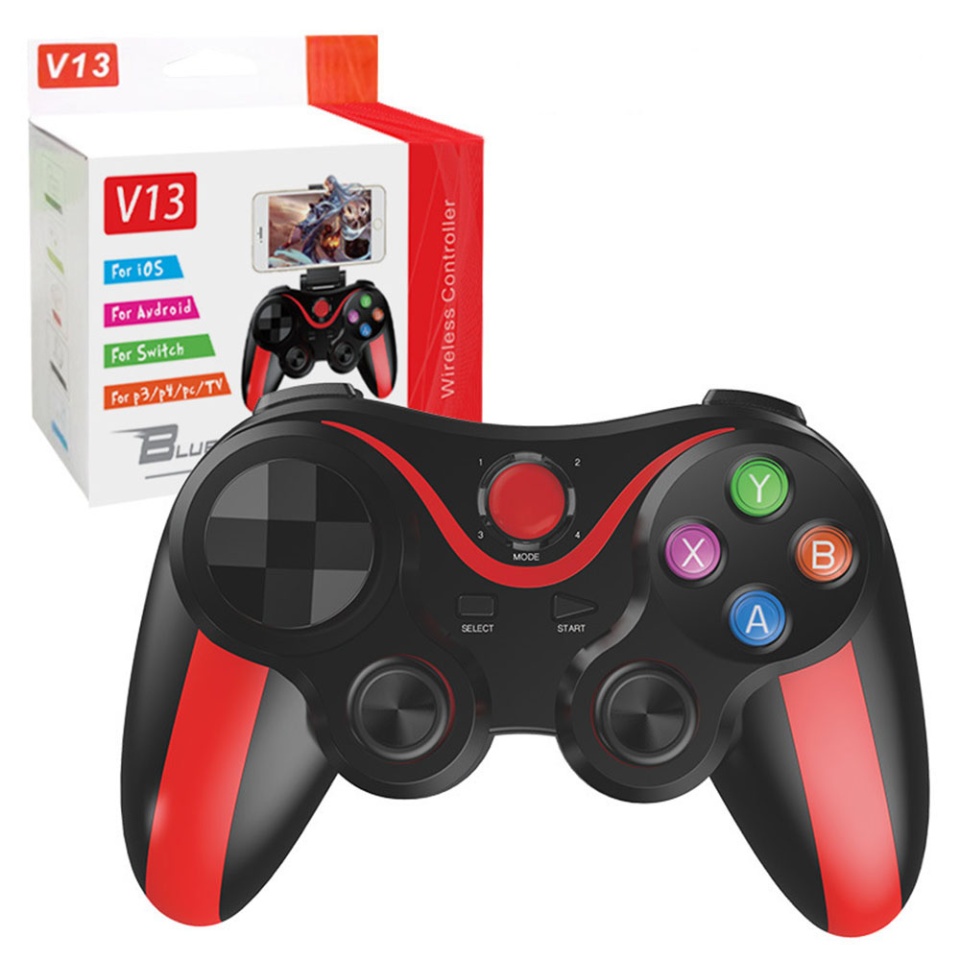 Controller Wireless V13, Compatibil Compatibil telefoane, tablete, TV Box, set cu sticker, Negru;rosu
