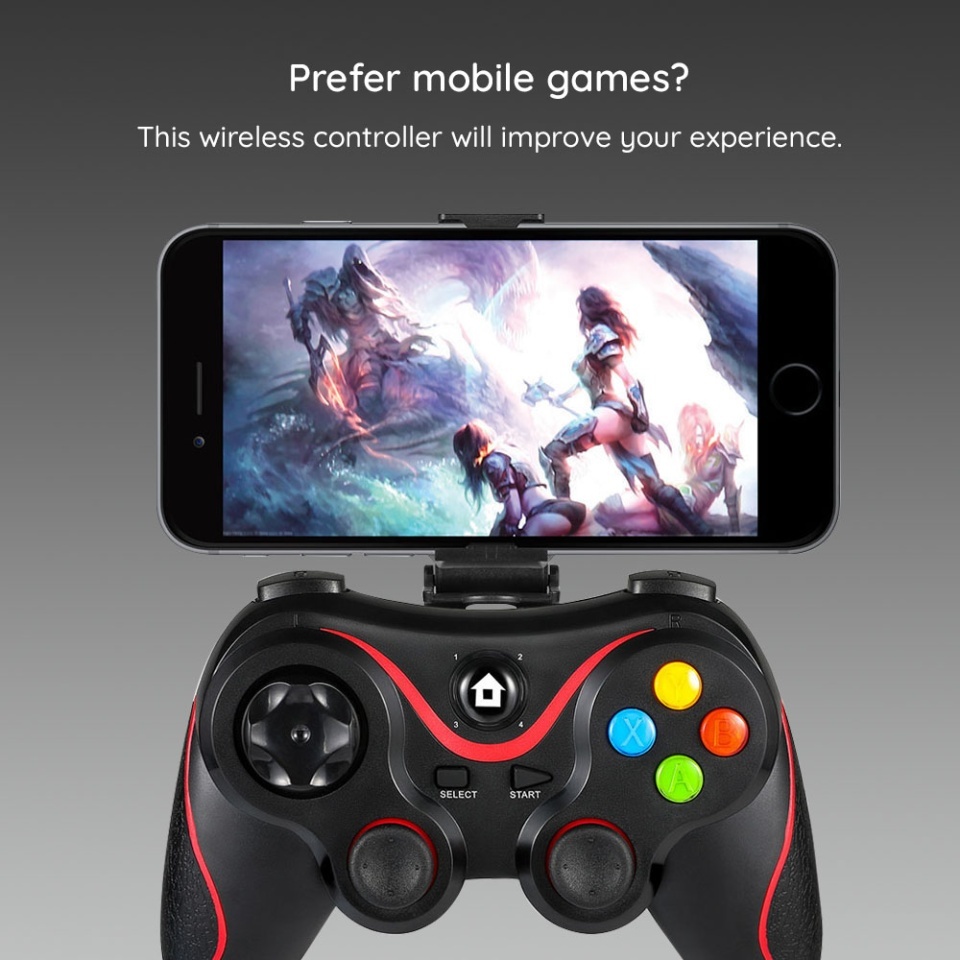 Controller Wireless V8, Compatibil Compatibil telefoane, tablete, TV Box, set cu sticker, Negru;rosu - 3 | YEO