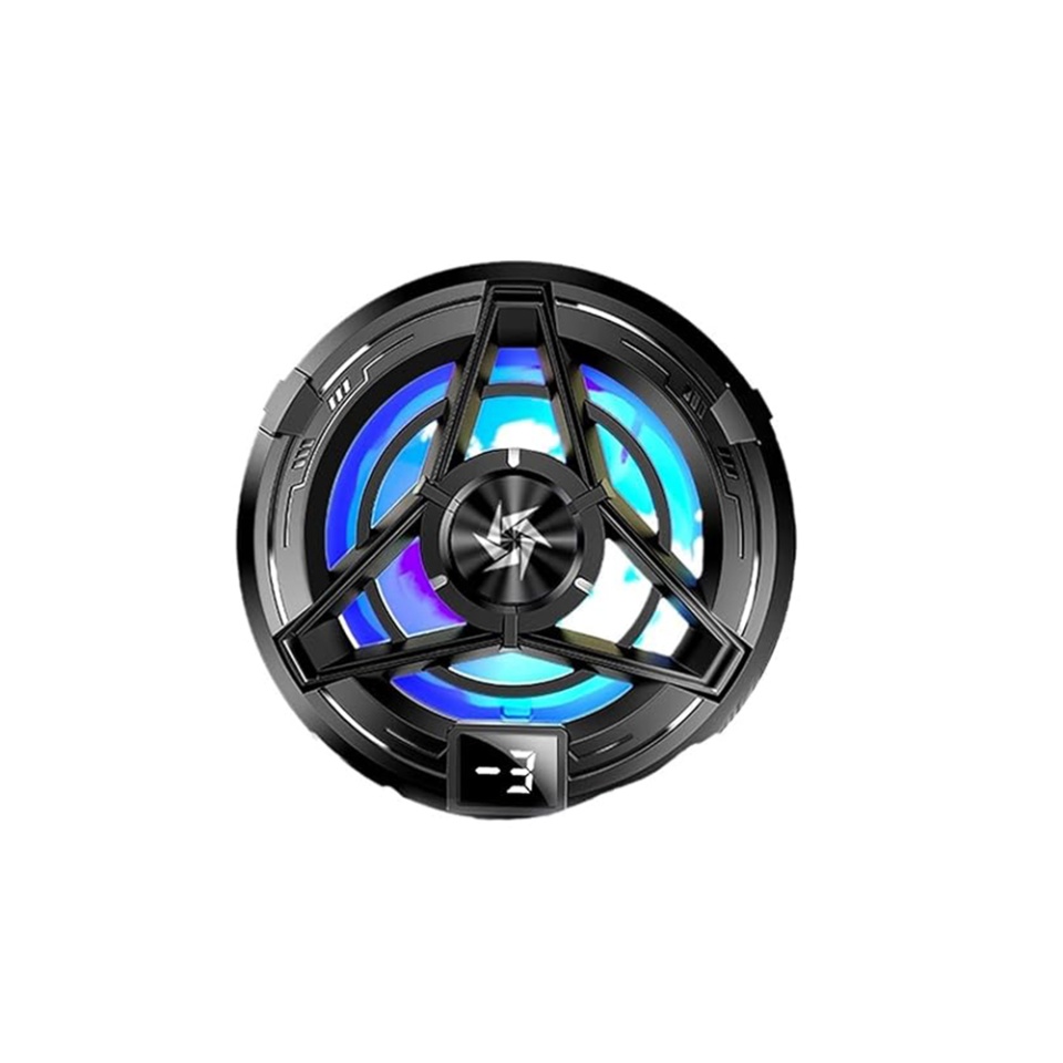 Cooler magnetic pentru telefon SL17, afisaj temperatura, LED, detasabil, Display digital, reducere zgomot, Universal, set cu sticker, Negru