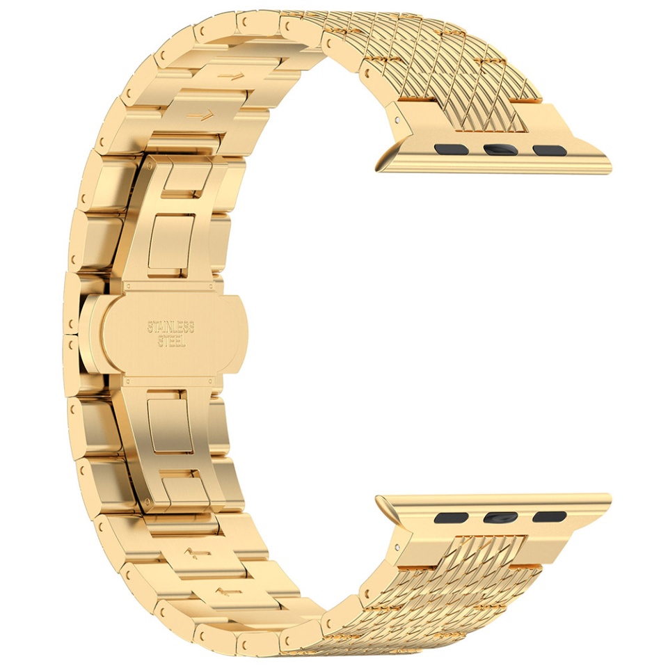Curea Otel Inoxidabil pentru Apple Watch 1/2/3/4/5/6/7/8/9/SE/SE 2/Ultra/Ultra 2 (42/44/45/49mm), SKDR BandPro W052 - Auriu - 3 | YEO