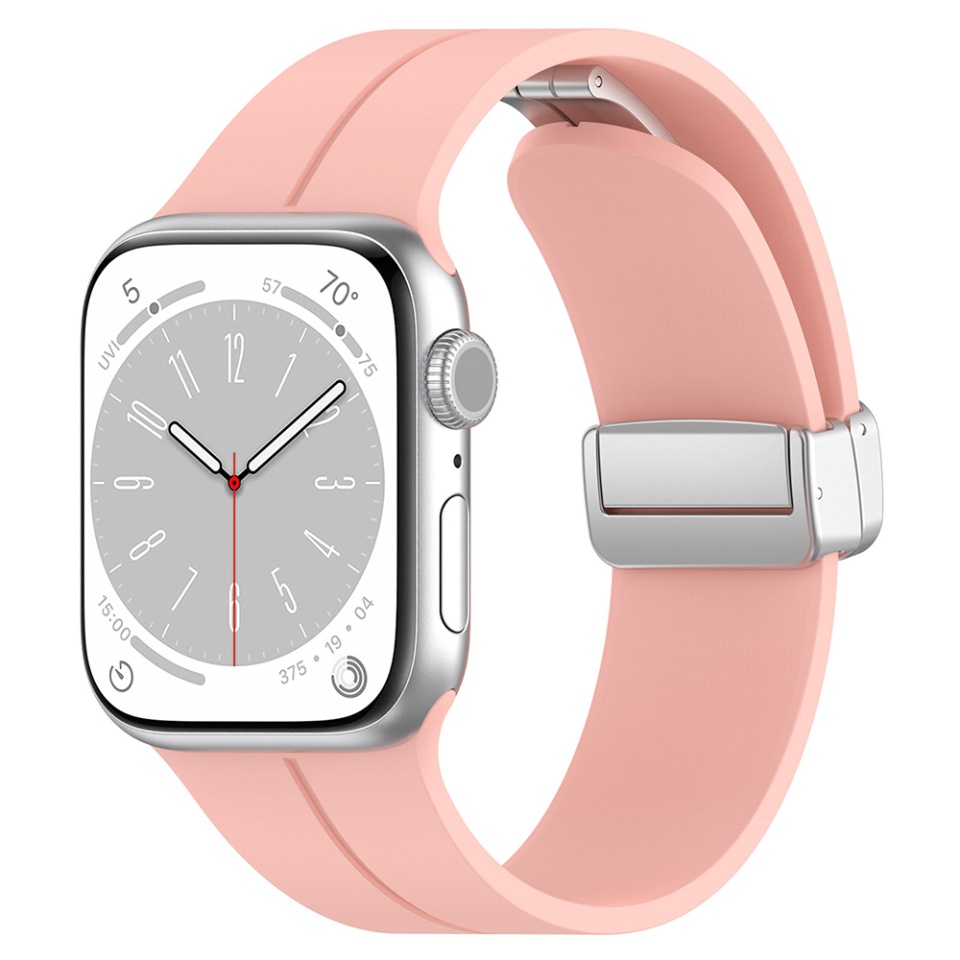 Curea Slicon pentru Apple Watch 1/2/3/4/5/6/7/8/9/SE/SE 2/Ultra/Ultra 2 (42/44/45/49mm), Catarama Magnetica, SKDR BandPro W011 - Roz - 1 | YEO
