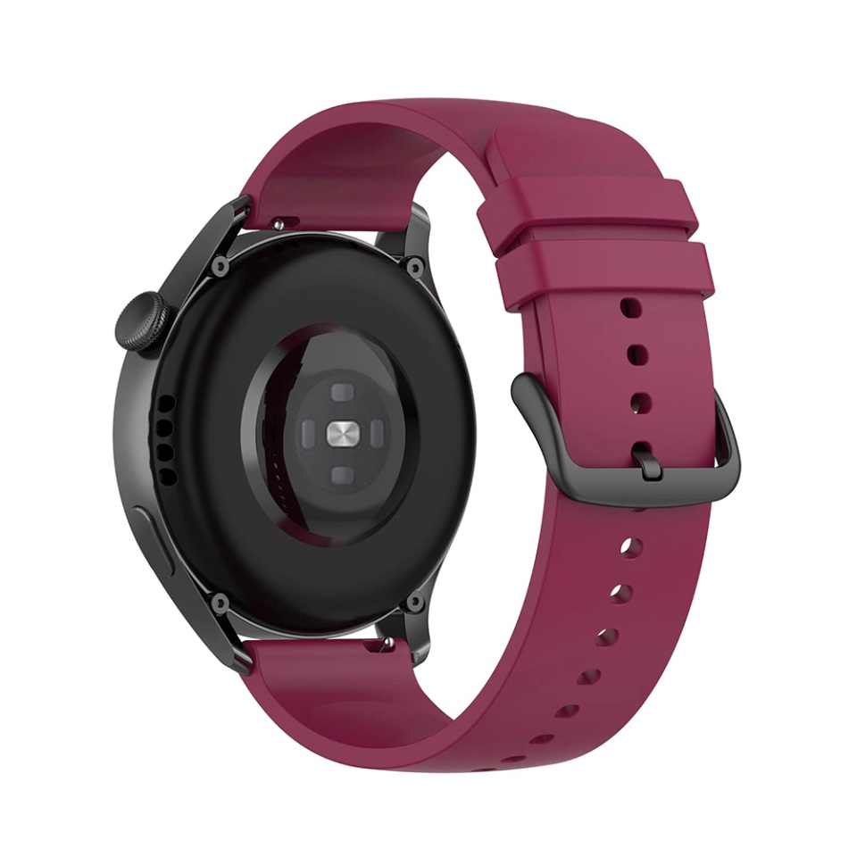 Curea Slicon pentru Samsung Galaxy Watch 4/5/Active 2, Huawei Watch GT 3 /GT 3 Pro, 22mm, Catarama Neagra, SKDR BandPro W001 - Visiniu - 1 | YEO