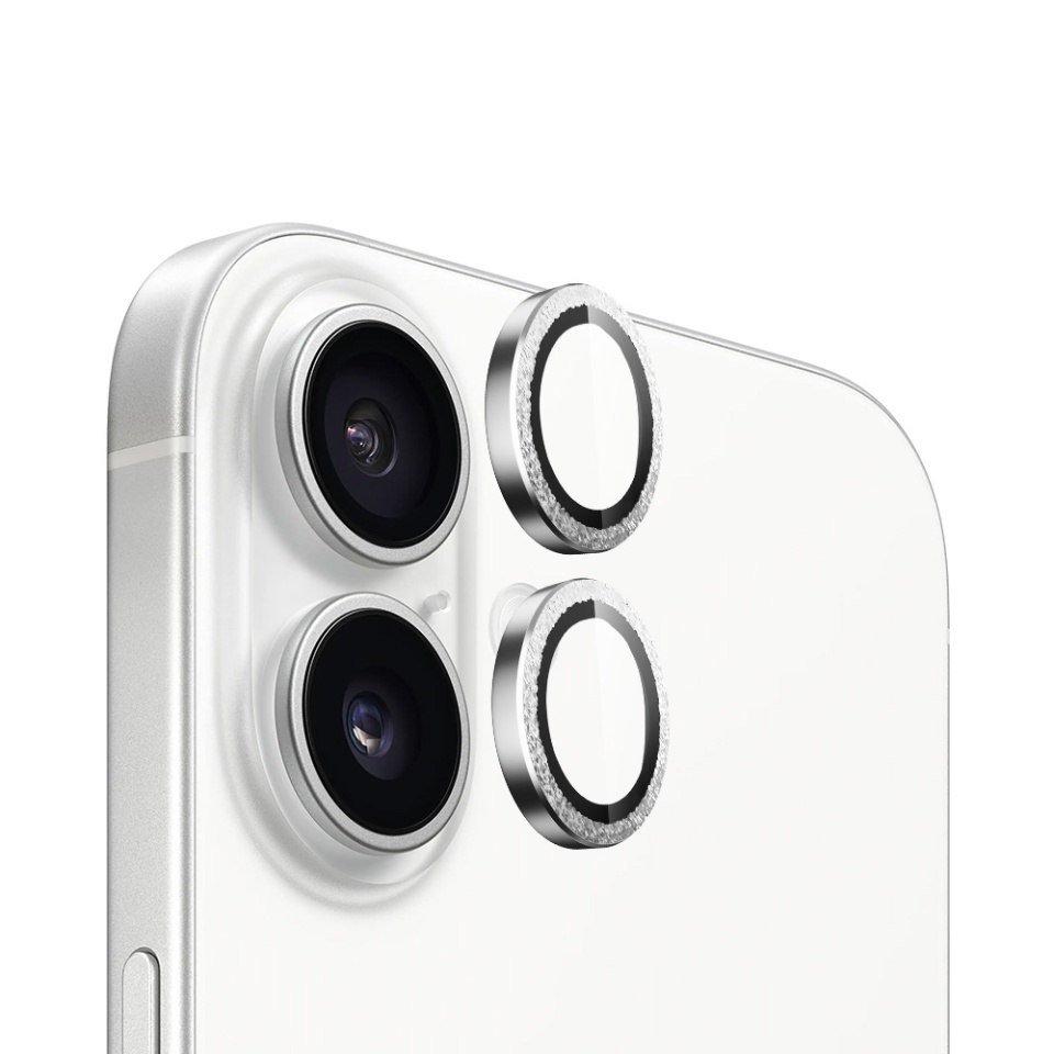 Folie camera pentru iPhone 16 / 16 Plus, Blueo, Sticla Securizata, Ultra HD, Original Metal Frame Lens Protector, Set de 2, Negru