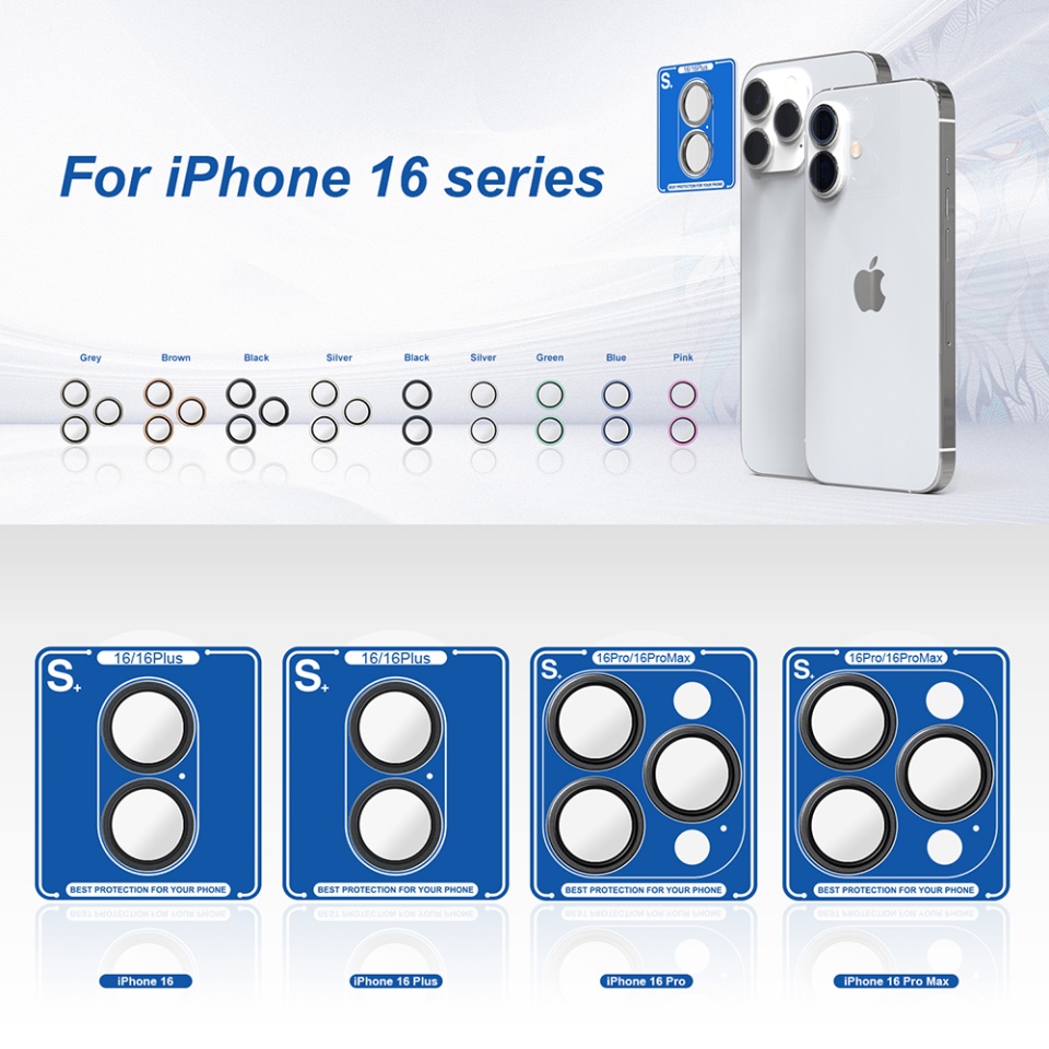 Folie camera pentru iPhone 16 / 16 Plus, S+ Camera Glass Protector, Transparent - 5